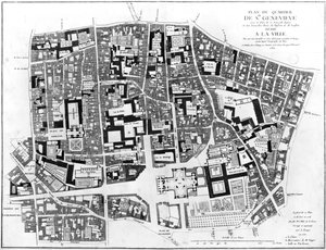 Mapa del área de Sainte-Genevieve, París, 1756